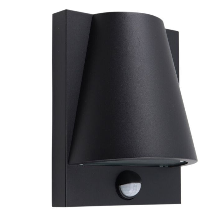 Modern outdoor wall light with motion sensor black, Luana, IP43