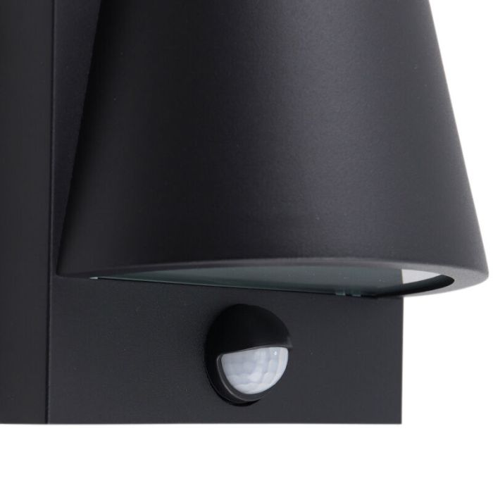 Modern outdoor wall light with motion sensor black, Luana, IP43