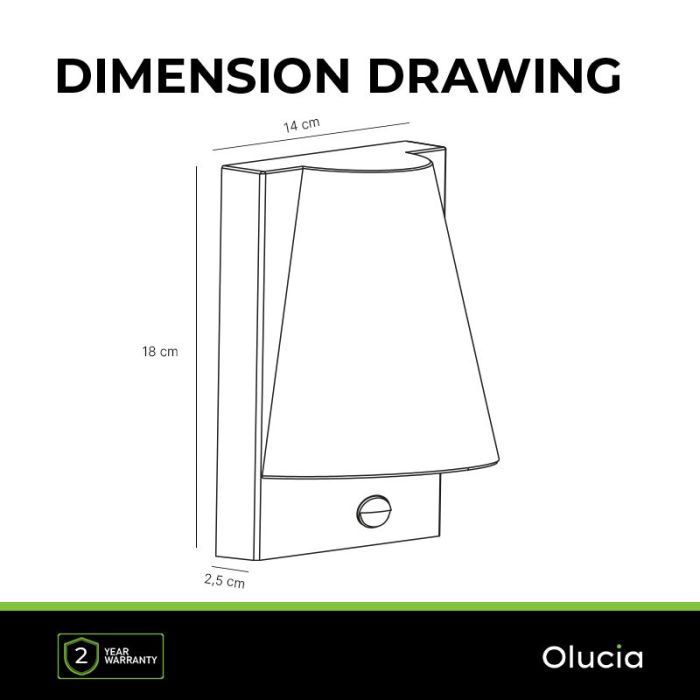 Modern outdoor wall light with motion sensor black, Luana, IP43
