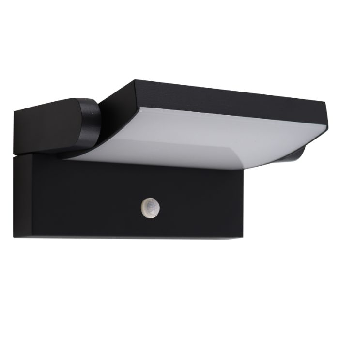 Modern outdoor wall light with motion sensor black, Alet, 12,5W, 3000K LED, IP54