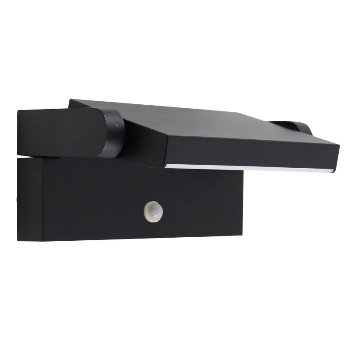 Modern outdoor wall light with motion sensor black, Alet, 12,5W, 3000K LED, IP54