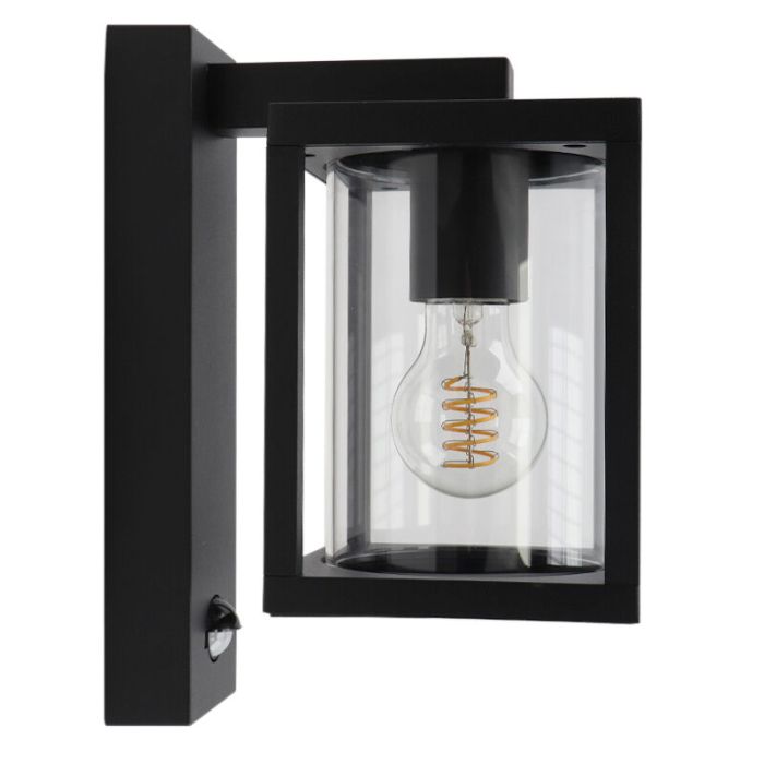 Modern outdoor wall light with motion sensor black, Amalie, IP54