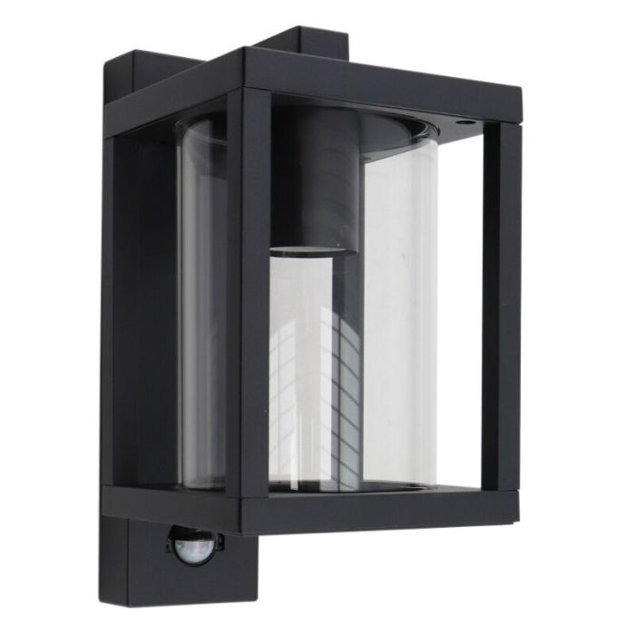 Modern outdoor wall light with motion sensor black, Amalie, IP54