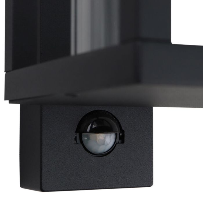 Modern outdoor wall light with motion sensor black, Amalie, IP54