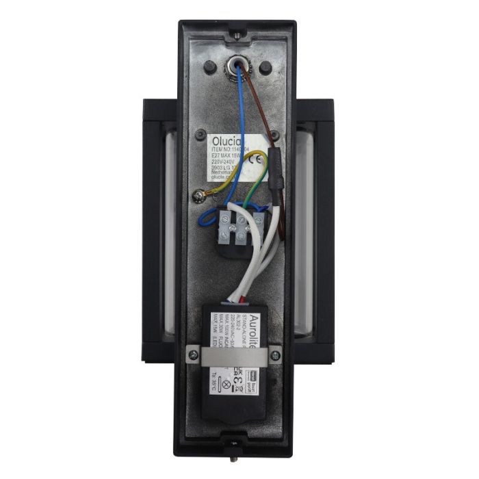 Modern outdoor wall light with motion sensor black, Amalie, IP54