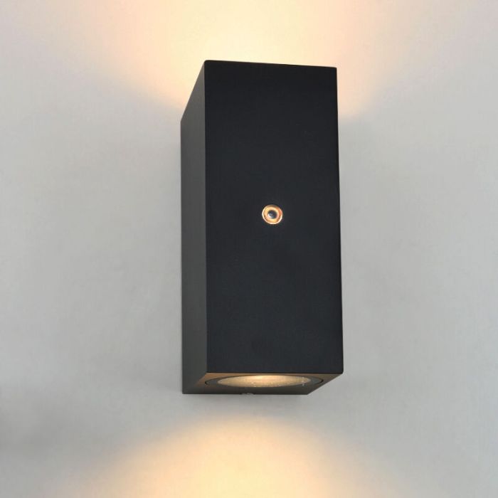 Modern outdoor wall light with dusk to dawn sensor black, Corella, IP54