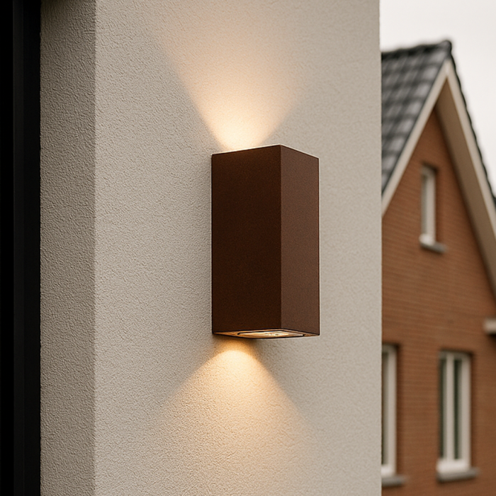 Modern outdoor light rust coloured, Corella, IP44