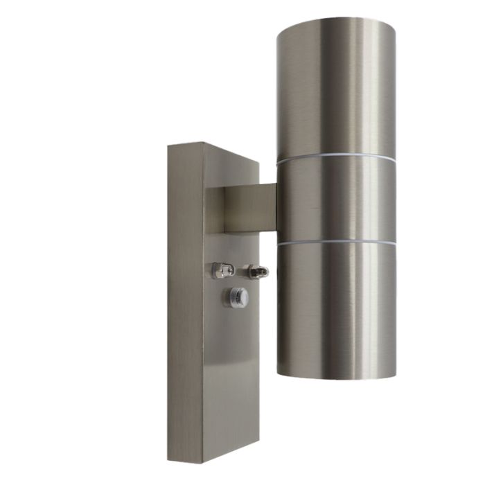Modern outdoor wall light with dusk to dawn sensor silver, Pedro, IP44