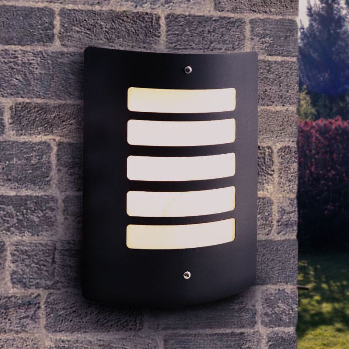 Modern outdoor wall light with dusk to dawn sensor black, Manuel, IP44
