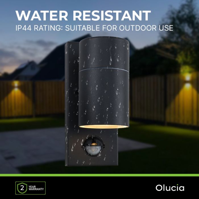 Modern outdoor wall light with motion sensor black, Pedro, IP44