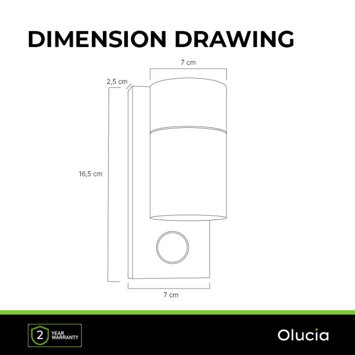Modern outdoor wall light with motion sensor black, Pedro, IP44