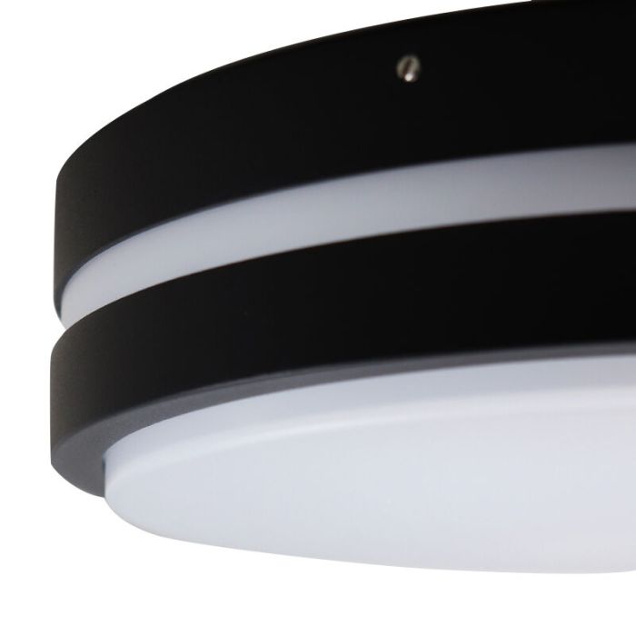 Plastic outdoor ceiling light with motion sensor black, James, IP44