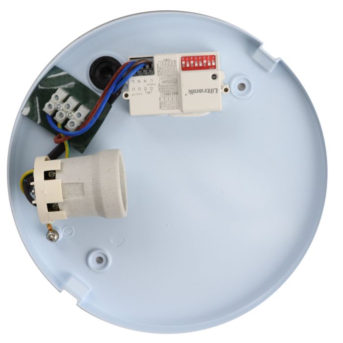 Plastic outdoor ceiling light with motion sensor black, James, IP44