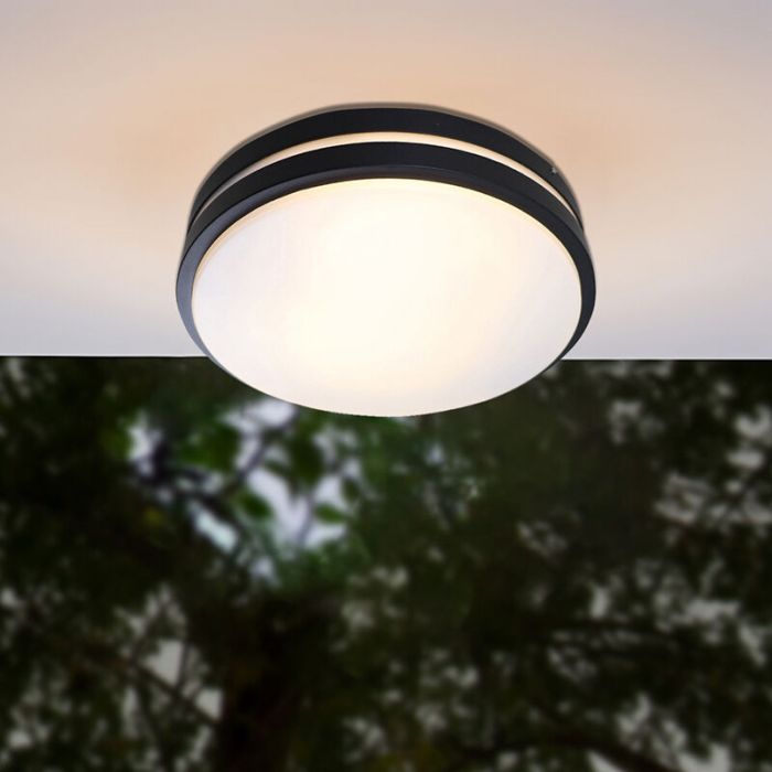 Plastic outdoor light black, James, IP44