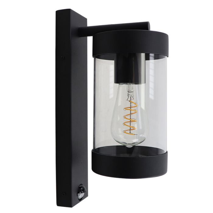 Modern outdoor wall light with motion sensor black, Musa, IP44