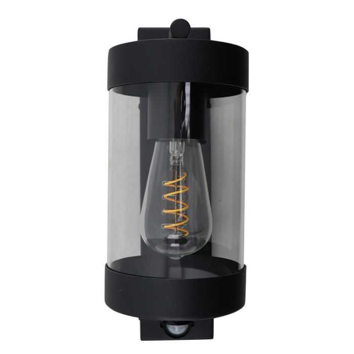 Modern outdoor wall light with motion sensor black, Musa, IP44