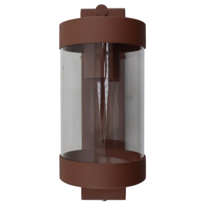 Modern outdoor wall light with dusk to dawn sensor rust coloured, Musa, IP44