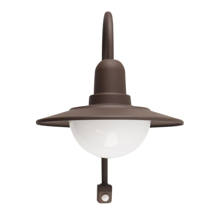 Classic outdoor wall light with motion sensor rust coloured, Rolin, IP54