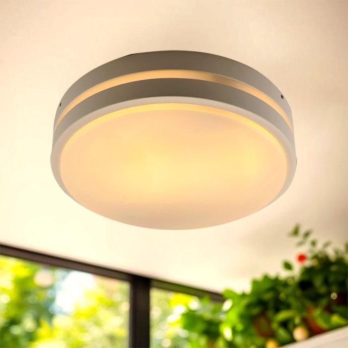 Plastic outdoor ceiling light with motion sensor white, James, IP54