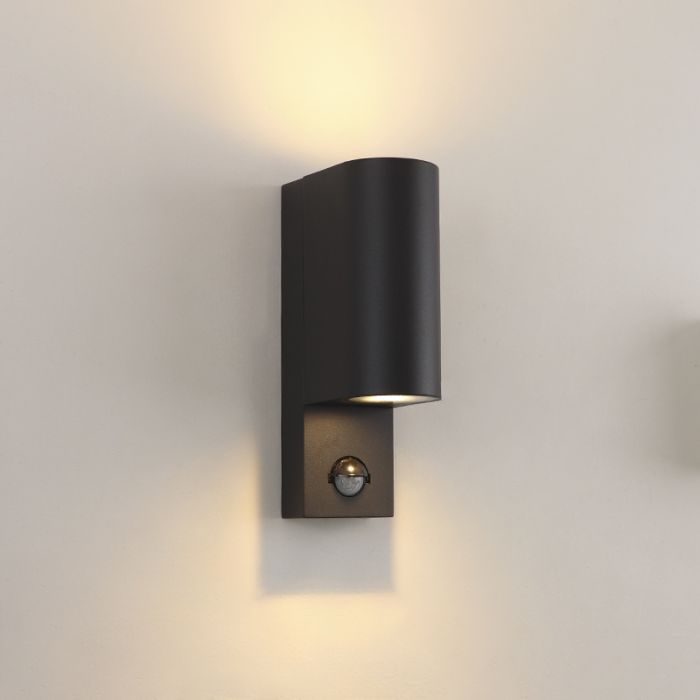 Modern outdoor wall light with motion sensor black, Corina, IP54