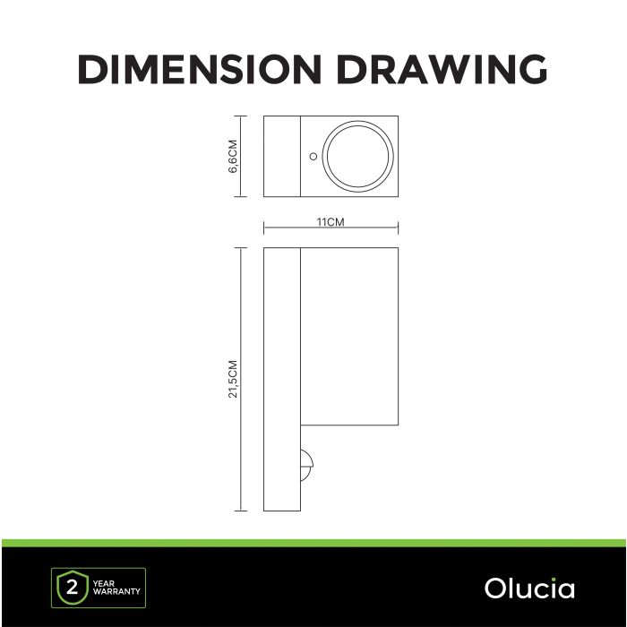 Modern outdoor wall light with motion sensor black, Corina, IP54