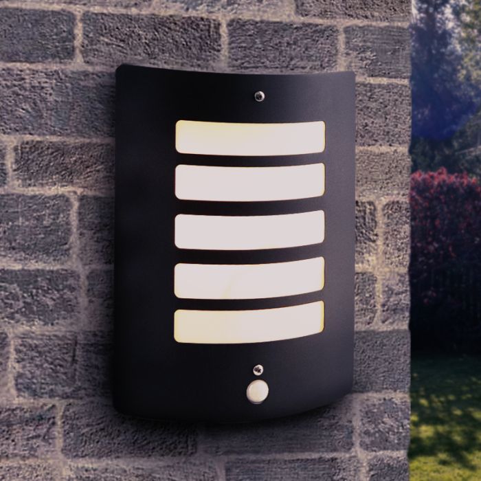 Modern outdoor wall light with motion sensor black, Manuel, IP44