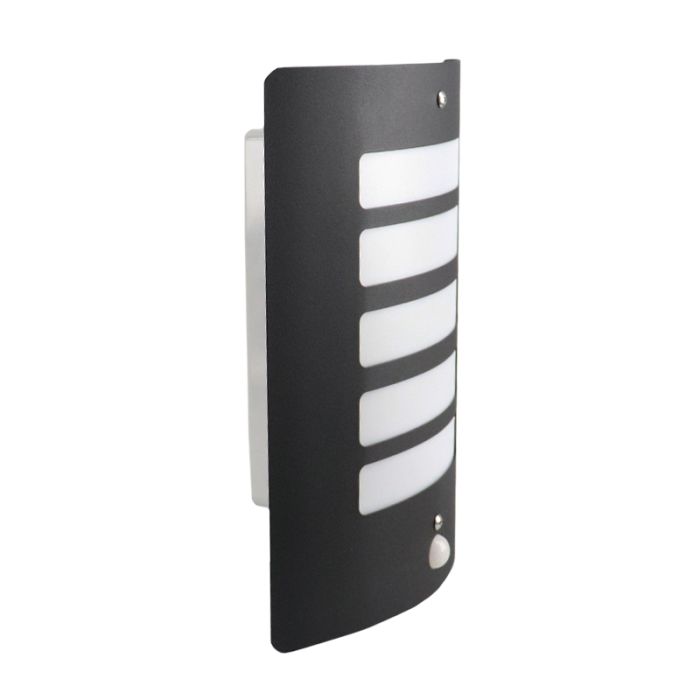 Modern outdoor wall light with motion sensor black, Manuel, IP44