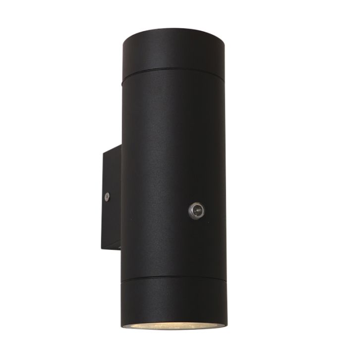 Modern outdoor wall light with dusk to dawn sensor black, Marcos, IP44