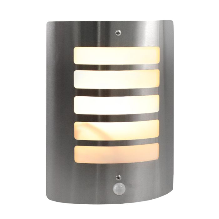 Modern outdoor wall light with motion sensor silver, Manuel, IP44