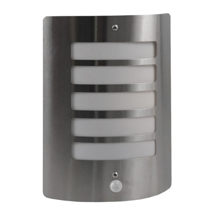 Modern outdoor wall light with motion sensor silver, Manuel, IP44