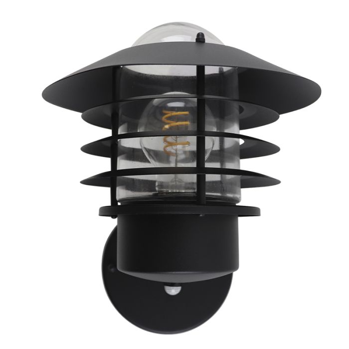 Stainless Steel outdoor wall light with motion sensor black, Felice, IP44