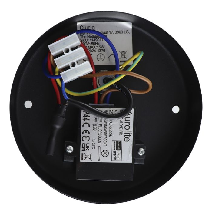 Stainless Steel outdoor wall light with motion sensor black, Felice, IP44