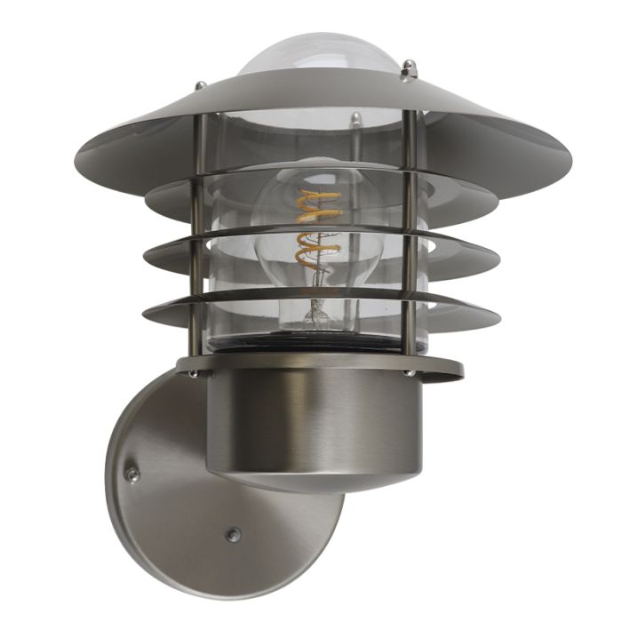 Stainless Steel outdoor wall light with dusk to dawn sensor silver, Felice, IP44