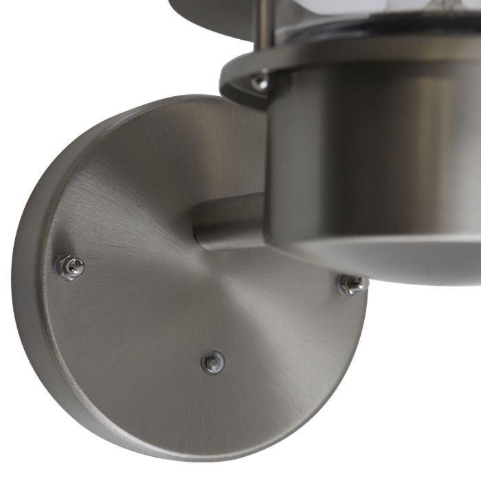 Stainless Steel outdoor wall light with dusk to dawn sensor silver, Felice, IP44