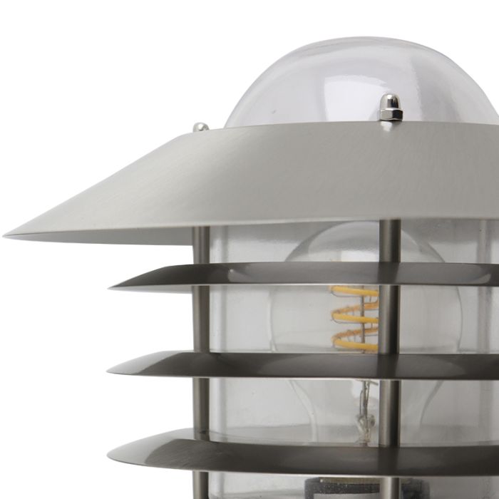 Stainless Steel outdoor wall light with dusk to dawn sensor silver, Felice, IP44
