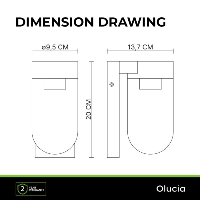 Aluminium outdoor light black, Bella, IP44