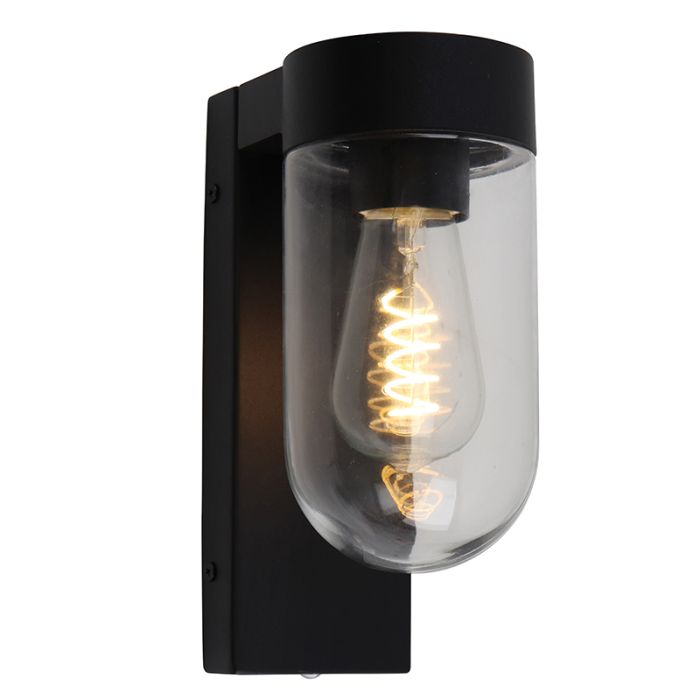 Aluminium outdoor wall light with dusk to dawn sensor black, Bella, IP44