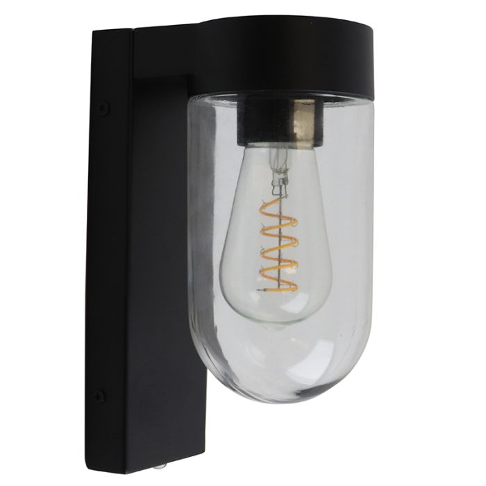 Aluminium outdoor wall light with dusk to dawn sensor black, Bella, IP44