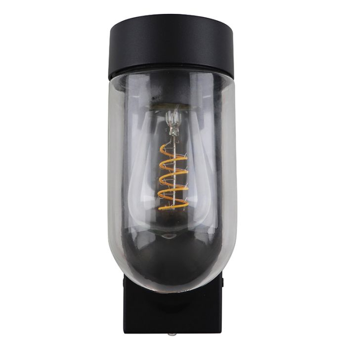 Aluminium outdoor wall light with dusk to dawn sensor black, Bella, IP44