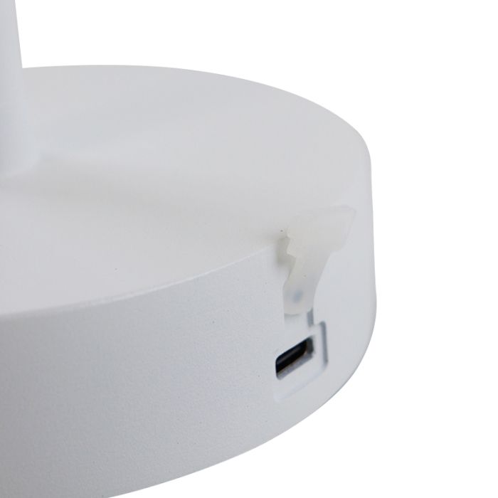 Modern outdoor table lamp white, Emily, 3W, 3000K LED, IP44, 3-step dimmable