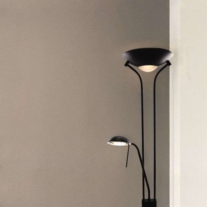 Modern reading floor lamp black, Salvador, 18W, 3000K LED, with switch