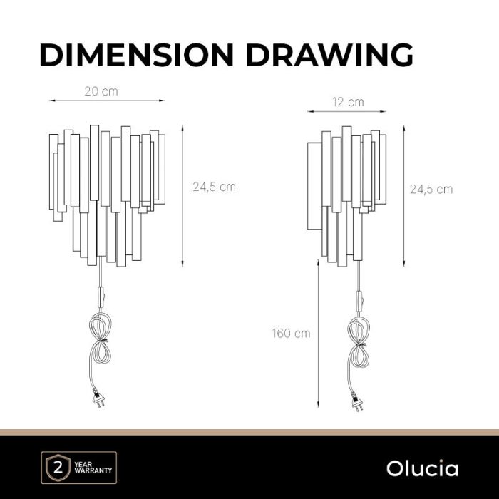 Modern wall light brass, Joelle, with switch