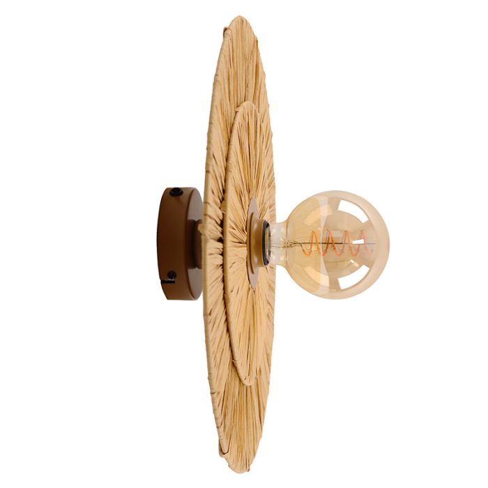 Paper wall light brown, Daisy, with switch