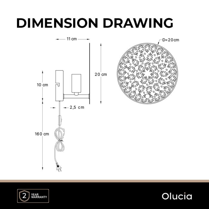 Design wall light brass, Sienna