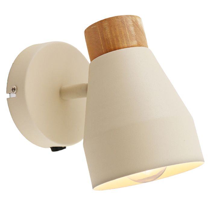 Rustic wall light beige, Freddie, with switch