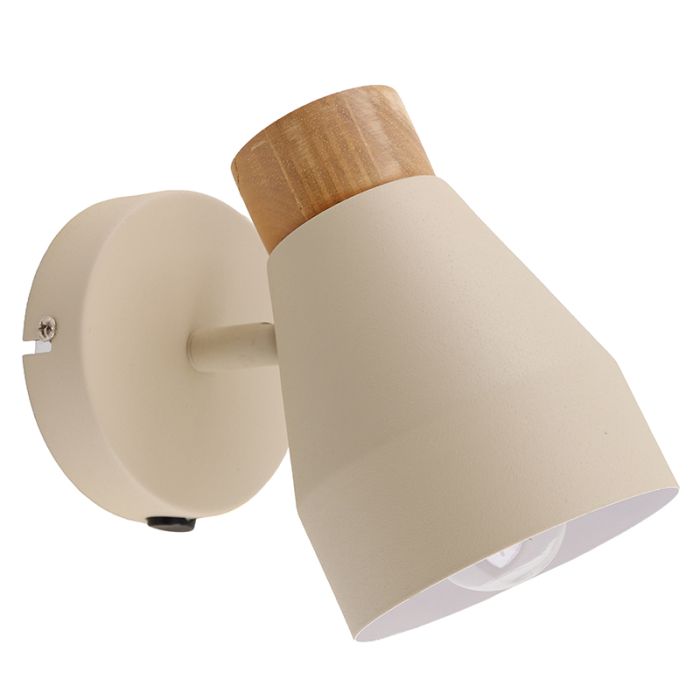 Rustic wall light beige, Freddie, with switch
