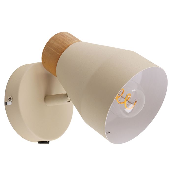 Rustic wall light beige, Freddie, with switch