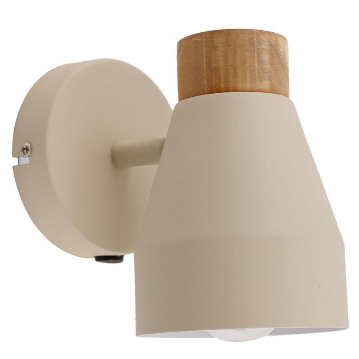 Rustic wall light beige, Freddie, with switch