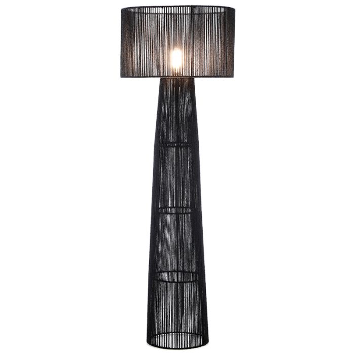 Rustic floor lamp black, Sanny, with switch