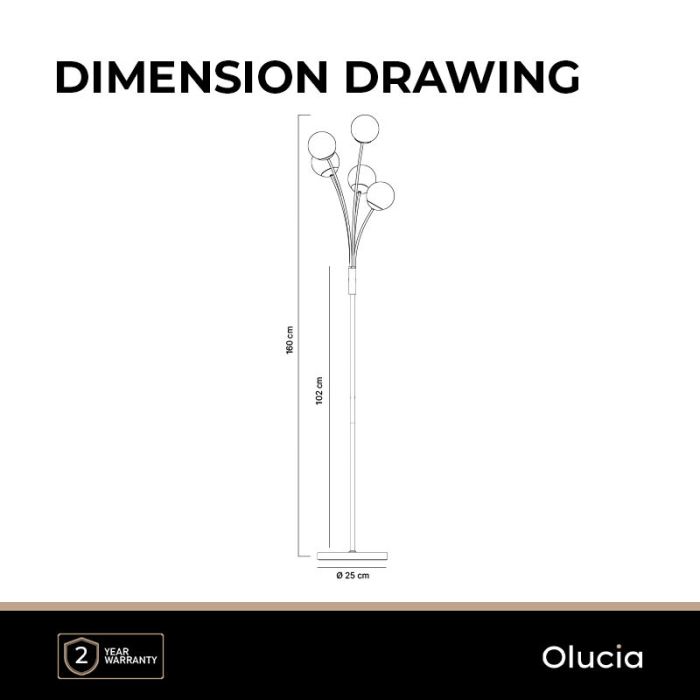 Design floor lamp brass, Stacy, with switch